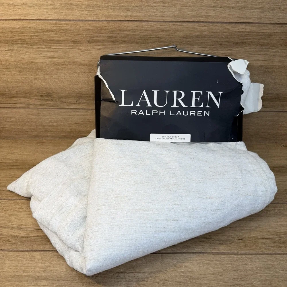 Ralph Lauren Long Window Curtains Drapes 2 Panels 54x108 Natural Blackout Linen